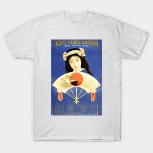 TOYO KISEN KAISHA Oriental Steam Ship Company Woman with Fan Vintage Advert T-Shirt